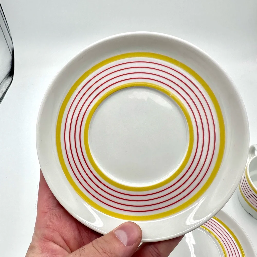 Vintage Retro IKEA Striped Tea Cups and Saucers